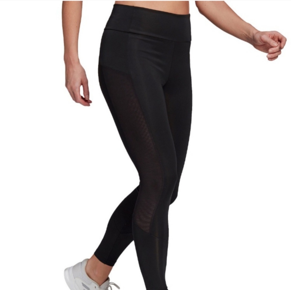 ADIDAS AeroReady Women's Black Mesh Panel Athletic Leggings Size XL - LIKE NEW!! - Picture 2 of 13